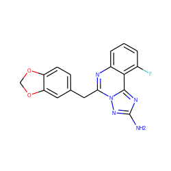 Nc1nc2c3c(F)cccc3nc(Cc3ccc4c(c3)OCO4)n2n1 ZINC000068250015