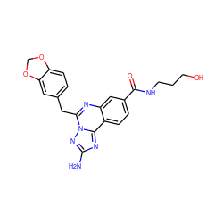 Nc1nc2c3ccc(C(=O)NCCCO)cc3nc(Cc3ccc4c(c3)OCO4)n2n1 ZINC000116238513