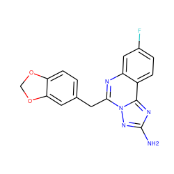 Nc1nc2c3ccc(F)cc3nc(Cc3ccc4c(c3)OCO4)n2n1 ZINC000116238650