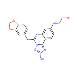 Nc1nc2c3ccc(NCCO)cc3nc(Cc3ccc4c(c3)OCO4)n2n1 ZINC000068250011