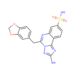 Nc1nc2c3ccc(S(N)(=O)=O)cc3nc(Cc3ccc4c(c3)OCO4)n2n1 ZINC000098209544