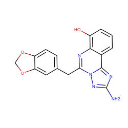 Nc1nc2c3cccc(O)c3nc(Cc3ccc4c(c3)OCO4)n2n1 ZINC000116239967