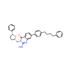 Nc1nc2cc(-c3ccc(CCCCc4ccccc4)cc3)ccc2c(=O)n1C[C@@H]1CC[C@H](c2ccccc2)O1 ZINC000653793178