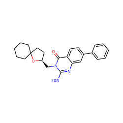 Nc1nc2cc(-c3ccccc3)ccc2c(=O)n1C[C@@H]1CCC2(CCCCC2)O1 ZINC000653703978