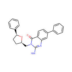 Nc1nc2cc(-c3ccccc3)ccc2c(=O)n1C[C@H]1CC[C@@H](c2ccccc2)O1 ZINC000263621335