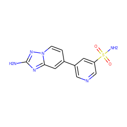 Nc1nc2cc(-c3cncc(S(N)(=O)=O)c3)ccn2n1 ZINC000095563348