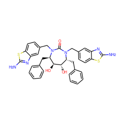 Nc1nc2cc(CN3C(=O)N(Cc4ccc5sc(N)nc5c4)[C@H](Cc4ccccc4)[C@H](O)[C@@H](O)[C@H]3Cc3ccccc3)ccc2s1 ZINC000026733317