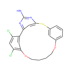 Nc1nc2cc(n1)-c1cc(c(Cl)cc1Cl)OCCCCOc1cccc(c1)S2 ZINC000082158381