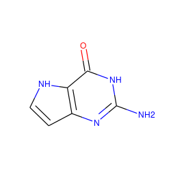 Nc1nc2cc[nH]c2c(=O)[nH]1 ZINC000100004977