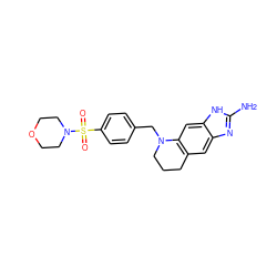 Nc1nc2cc3c(cc2[nH]1)N(Cc1ccc(S(=O)(=O)N2CCOCC2)cc1)CCC3 ZINC000000599988