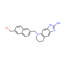 Nc1nc2cc3c(cc2[nH]1)N(Cc1ccc2cc(CO)ccc2c1)CCC3 ZINC000013451089