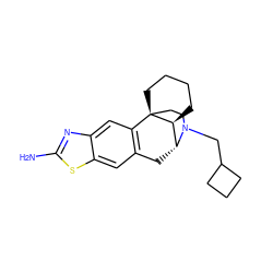 Nc1nc2cc3c(cc2s1)C[C@@H]1[C@@H]2CCCC[C@]32CCN1CC1CCC1 ZINC000013560066