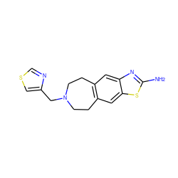 Nc1nc2cc3c(cc2s1)CCN(Cc1cscn1)CC3 ZINC000095584294