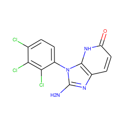 Nc1nc2ccc(=O)[nH]c2n1-c1ccc(Cl)c(Cl)c1Cl ZINC000118272636