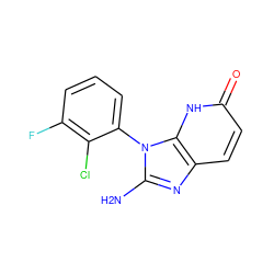 Nc1nc2ccc(=O)[nH]c2n1-c1cccc(F)c1Cl ZINC000118263717