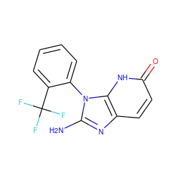 Nc1nc2ccc(=O)[nH]c2n1-c1ccccc1C(F)(F)F ZINC000118265967