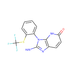 Nc1nc2ccc(=O)[nH]c2n1-c1ccccc1SC(F)(F)F ZINC000118266101