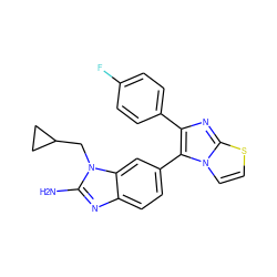 Nc1nc2ccc(-c3c(-c4ccc(F)cc4)nc4sccn34)cc2n1CC1CC1 ZINC000063298083