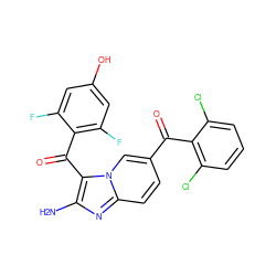 Nc1nc2ccc(C(=O)c3c(Cl)cccc3Cl)cn2c1C(=O)c1c(F)cc(O)cc1F ZINC000014945554