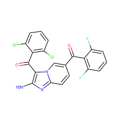 Nc1nc2ccc(C(=O)c3c(F)cccc3F)cn2c1C(=O)c1c(Cl)cccc1Cl ZINC000014945534