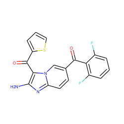 Nc1nc2ccc(C(=O)c3c(F)cccc3F)cn2c1C(=O)c1cccs1 ZINC000014945551