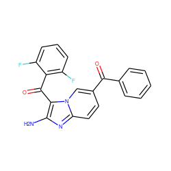 Nc1nc2ccc(C(=O)c3ccccc3)cn2c1C(=O)c1c(F)cccc1F ZINC000014945544