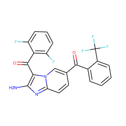 Nc1nc2ccc(C(=O)c3ccccc3C(F)(F)F)cn2c1C(=O)c1c(F)cccc1F ZINC000014945546