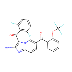 Nc1nc2ccc(C(=O)c3ccccc3OC(F)(F)F)cn2c1C(=O)c1c(F)cccc1F ZINC000014945549