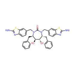 Nc1nc2ccc(CN3C(=O)N(Cc4ccc5nc(N)sc5c4)[C@H](Cc4ccccc4)[C@H](O)[C@@H](O)[C@H]3Cc3ccccc3)cc2s1 ZINC000026730318