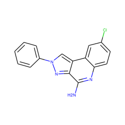 Nc1nc2ccc(Cl)cc2c2cn(-c3ccccc3)nc12 ZINC000013672180