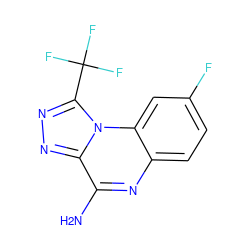 Nc1nc2ccc(F)cc2n2c(C(F)(F)F)nnc12 ZINC000026378036