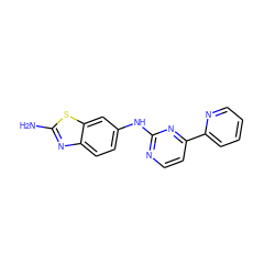 Nc1nc2ccc(Nc3nccc(-c4ccccn4)n3)cc2s1 ZINC000144227743