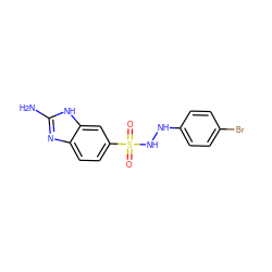 Nc1nc2ccc(S(=O)(=O)NNc3ccc(Br)cc3)cc2[nH]1 ZINC000653701730