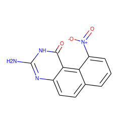 Nc1nc2ccc3cccc([N+](=O)[O-])c3c2c(=O)[nH]1 ZINC000013832407