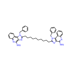 Nc1nc2ccccc2c2c1nc(CCCCCCCCCCc1nc3c(N)nc4ccccc4c3n1Cc1ccccc1)n2Cc1ccccc1 ZINC000084633208