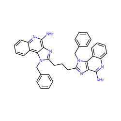 Nc1nc2ccccc2c2c1nc(CCCc1nc3c(N)nc4ccccc4c3n1Cc1ccccc1)n2Cc1ccccc1 ZINC000084618886