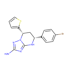 Nc1nc2n(n1)[C@H](c1cccs1)C[C@H](c1ccc(Br)cc1)N2 ZINC000013127516