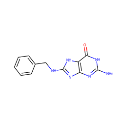 Nc1nc2nc(NCc3ccccc3)[nH]c2c(=O)[nH]1 ZINC000027744369