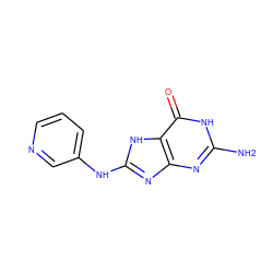 Nc1nc2nc(Nc3cccnc3)[nH]c2c(=O)[nH]1 ZINC000027756908