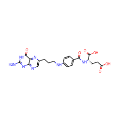 Nc1nc2ncc(CCCNc3ccc(C(=O)N[C@@H](CCC(=O)O)C(=O)O)cc3)nc2c(=O)[nH]1 ZINC000004826295