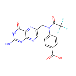 Nc1nc2ncc(CN(C(=O)C(F)(F)F)c3ccc(C(=O)O)cc3)nc2c(=O)[nH]1 ZINC000006565581