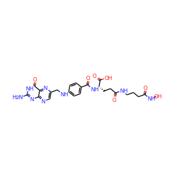 Nc1nc2ncc(CNc3ccc(C(=O)N[C@@H](CCC(=O)NCCCC(=O)NO)C(=O)O)cc3)nc2c(=O)[nH]1 ZINC000299859885