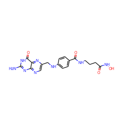 Nc1nc2ncc(CNc3ccc(C(=O)NCCCC(=O)NO)cc3)nc2c(=O)[nH]1 ZINC000299856267