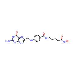 Nc1nc2ncc(CNc3ccc(C(=O)NCCCCC(=O)NO)cc3)nc2c(=O)[nH]1 ZINC000299857548