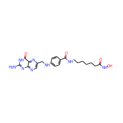 Nc1nc2ncc(CNc3ccc(C(=O)NCCCCCCC(=O)NO)cc3)nc2c(=O)[nH]1 ZINC000299857272