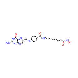 Nc1nc2ncc(CNc3ccc(C(=O)NCCCCCCCC(=O)NO)cc3)nc2c(=O)[nH]1 ZINC000299865779