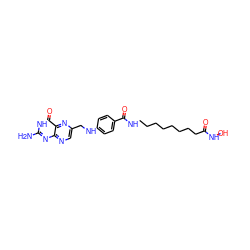 Nc1nc2ncc(CNc3ccc(C(=O)NCCCCCCCCC(=O)NO)cc3)nc2c(=O)[nH]1 ZINC000299863932