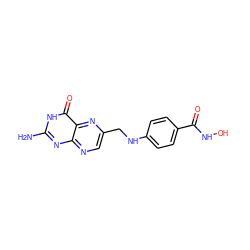 Nc1nc2ncc(CNc3ccc(C(=O)NO)cc3)nc2c(=O)[nH]1 ZINC000299857192