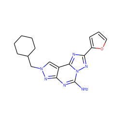 Nc1nc2nn(CC3CCCCC3)cc2c2nc(-c3ccco3)nn12 ZINC000013607035