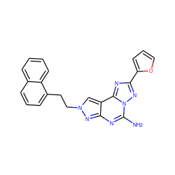 Nc1nc2nn(CCc3cccc4ccccc34)cc2c2nc(-c3ccco3)nn12 ZINC000013672047